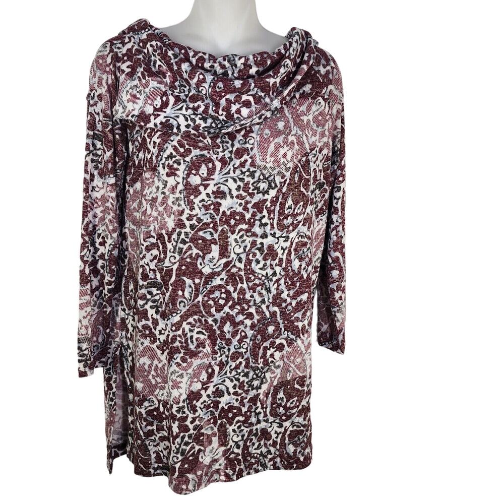 Zenergy By Chico's Womens Top Size 0 Small Knit Collection Cozy Printed Pullover